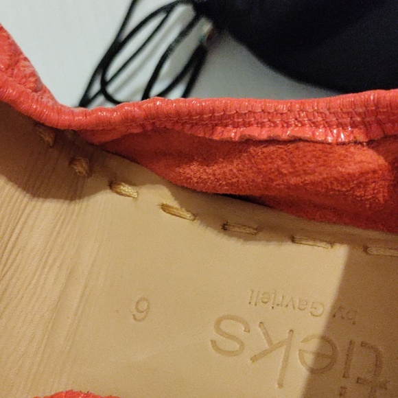 TIEKS Limited Edition Poppy Red Coral Ballet Flats Leather Slip On Shoes Sz 6 - Picture 6 of 7